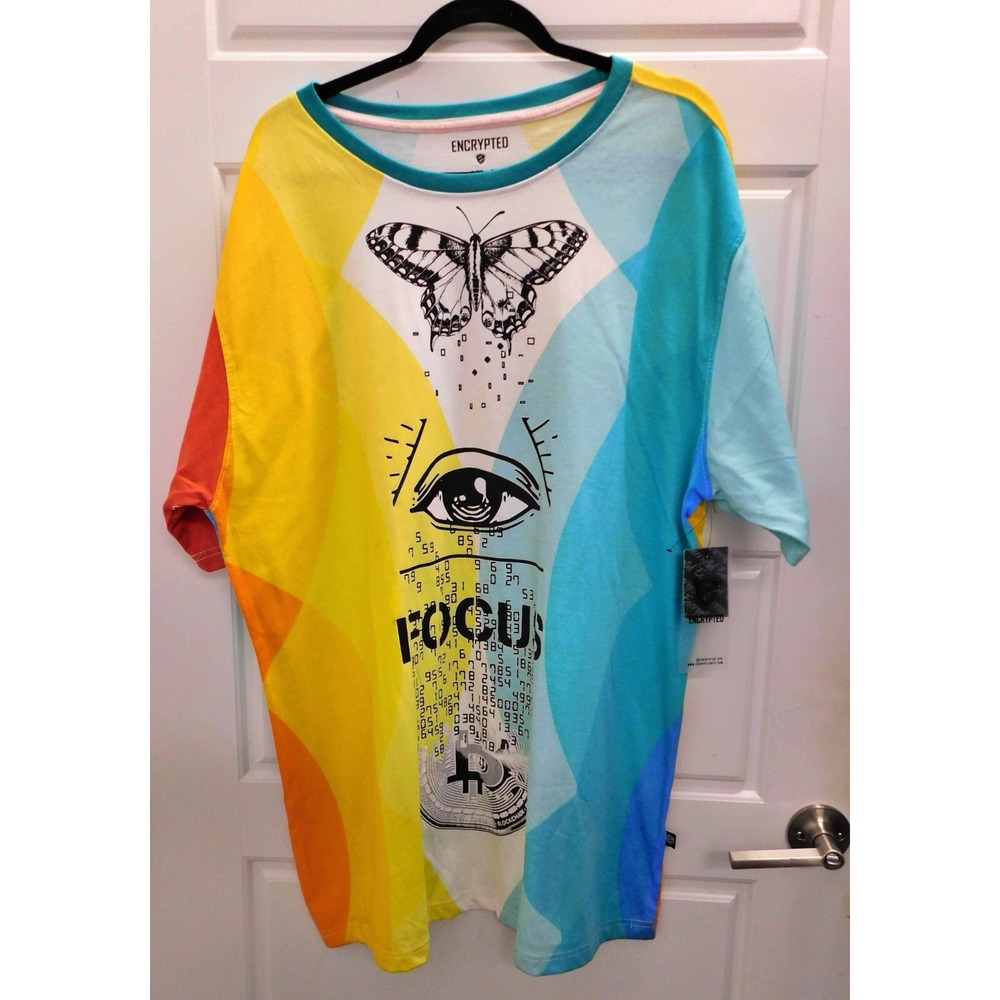New‎ ENCRYPTED DISTRESSED TEE SHIRT - BUTTERFLY EYE FOCUS - SIZE 5X Men's.